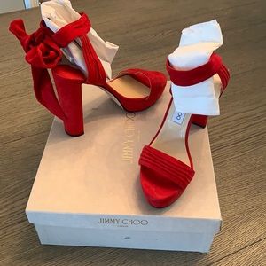 Beautiful like new Jimmy Choo red suede heels